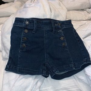 side button jean shorts